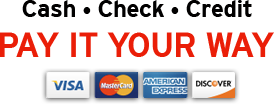 Cash Check Credit Pay It Your Way Visa MasterCard American Express Discover
